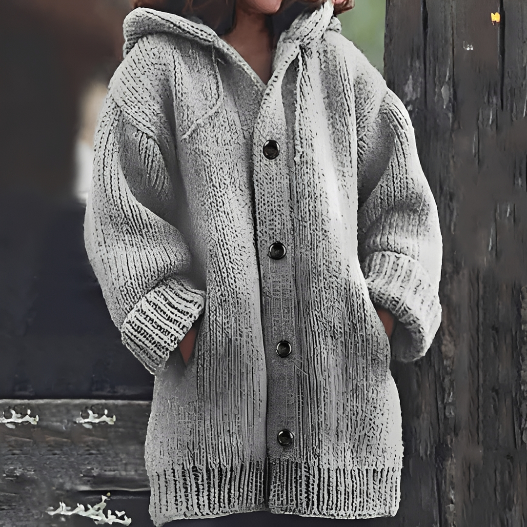 Agasalho feminino aconchegante para inverno, vestuário casual ideal para mulher.
