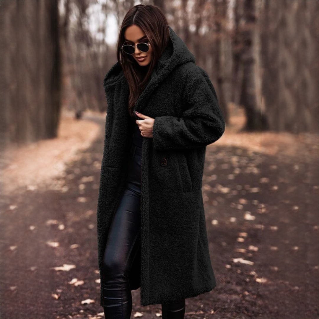 Casaco feminino longo elegante para inverno, tecido quente. Perfeito para moda outono inverno e conforto feminino.