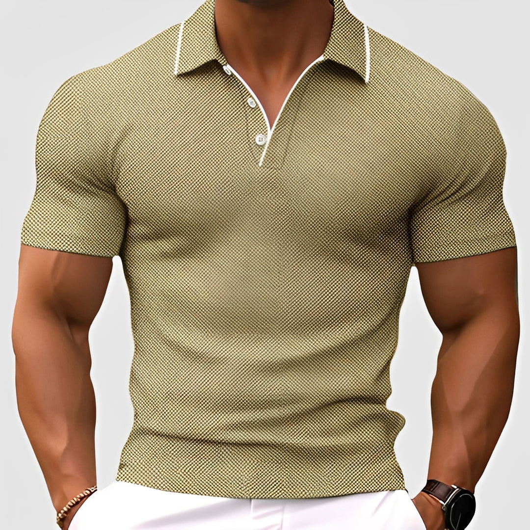 Polo masculino confortável de verão, ideal para o dia a dia, estilo casual e versátil. Cores vibrantes.