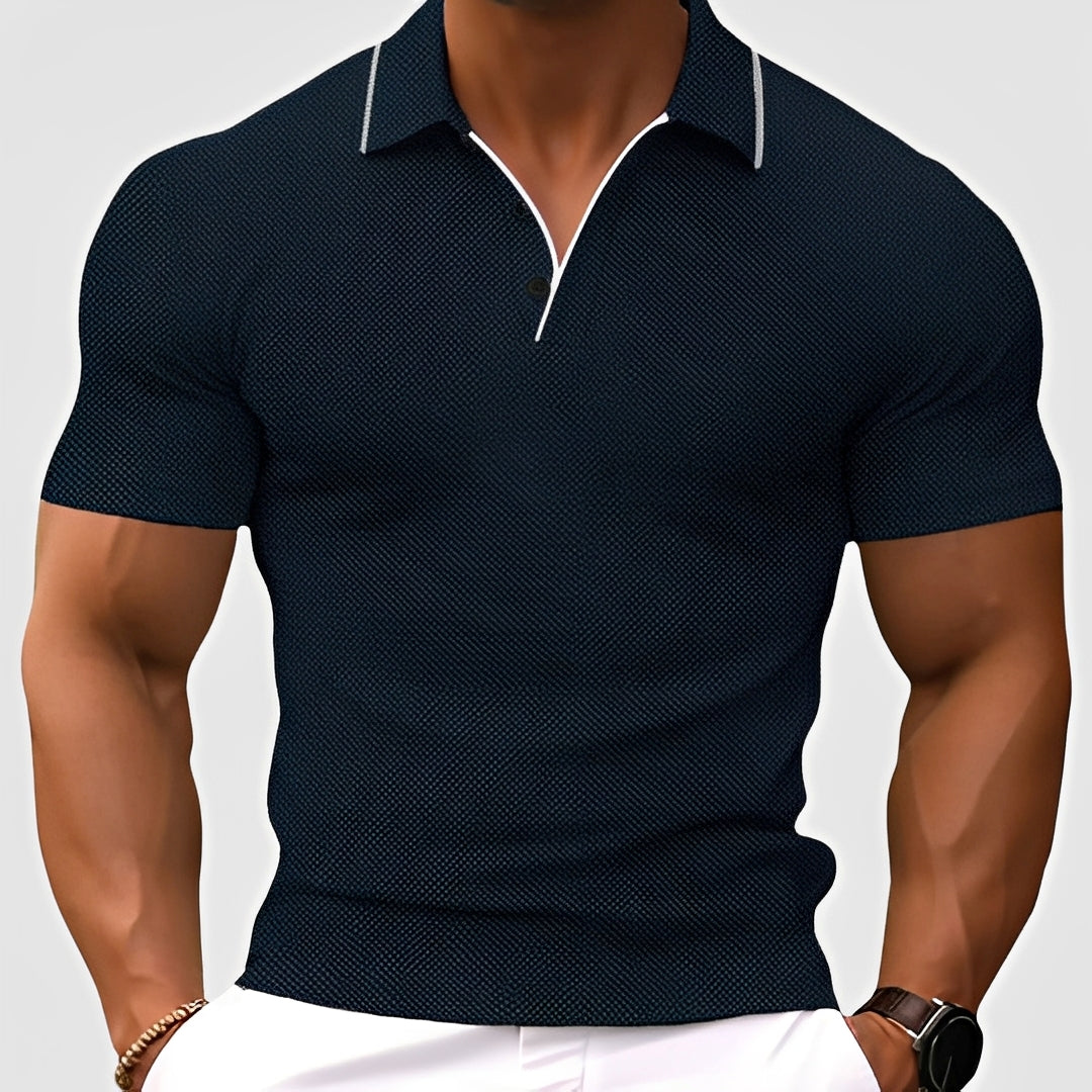 Camisa polo masculina confortável para o dia a dia, estilo casual. Roupa versátil de verão/outono em tamanhos grandes.