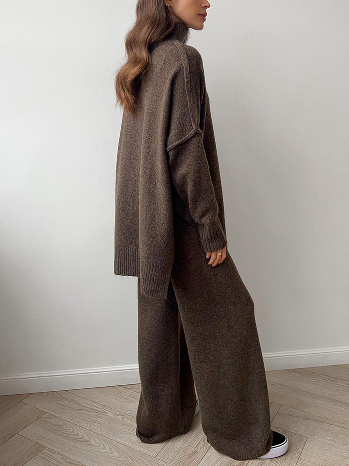 Conjunto feminino Amara, coordenado de gola alta para inverno, moda confortável e versátil para looks diários.