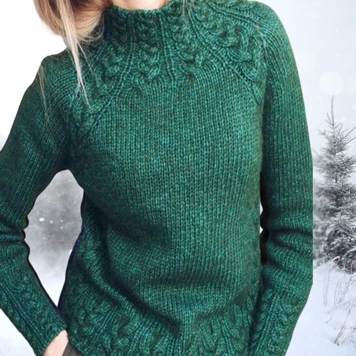 Moda feminina: suéter gola alta, peça chave elegante e casual, confortável para o inverno.