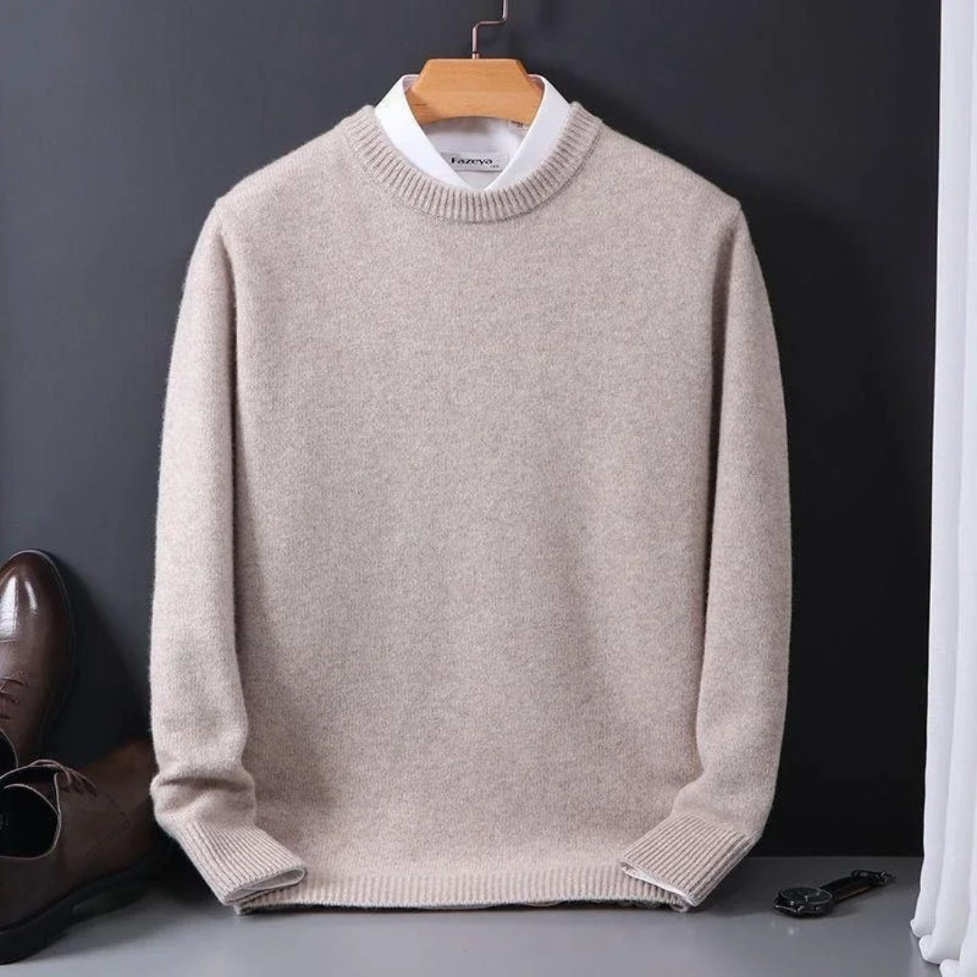 Camisola masculina outono inverno, gola redonda, design clássico e elegante, ideal para o frio.