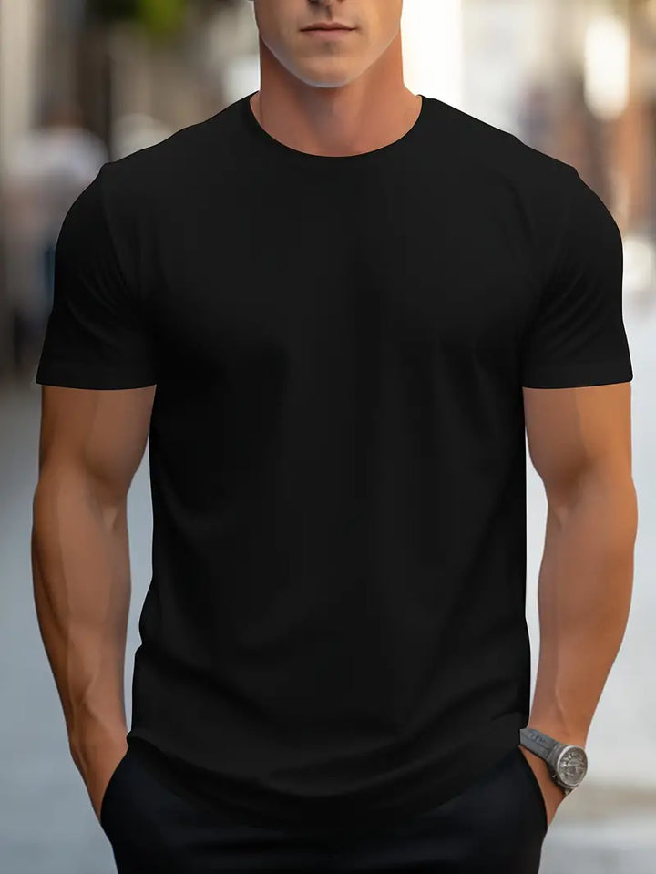 Camiseta masculina de algodão, confortável para o verão.