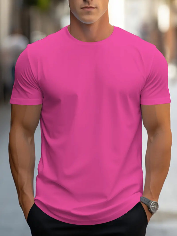 T-shirt masculina versátil, moda básica casual para o dia a dia.