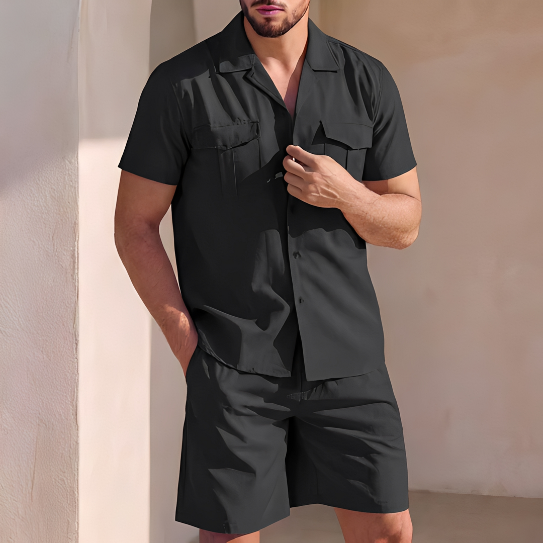 Conjunto masculino de verão Randel, roupa casual com estilo e conforto para a estação.