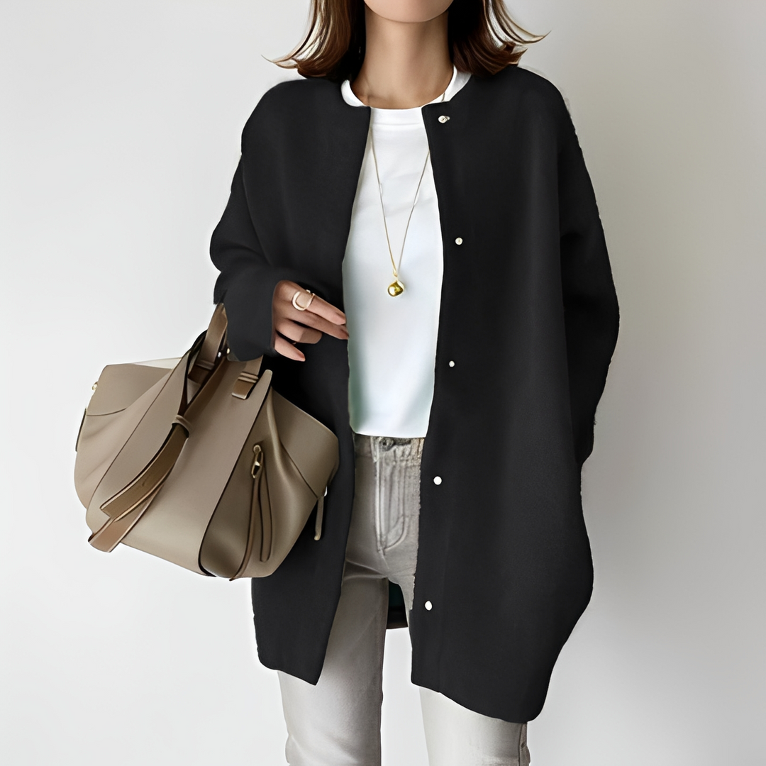 Cardigan feminino aconchegante para outono/primavera. Peça de moda elegante e versátil para sobreposição confortável.