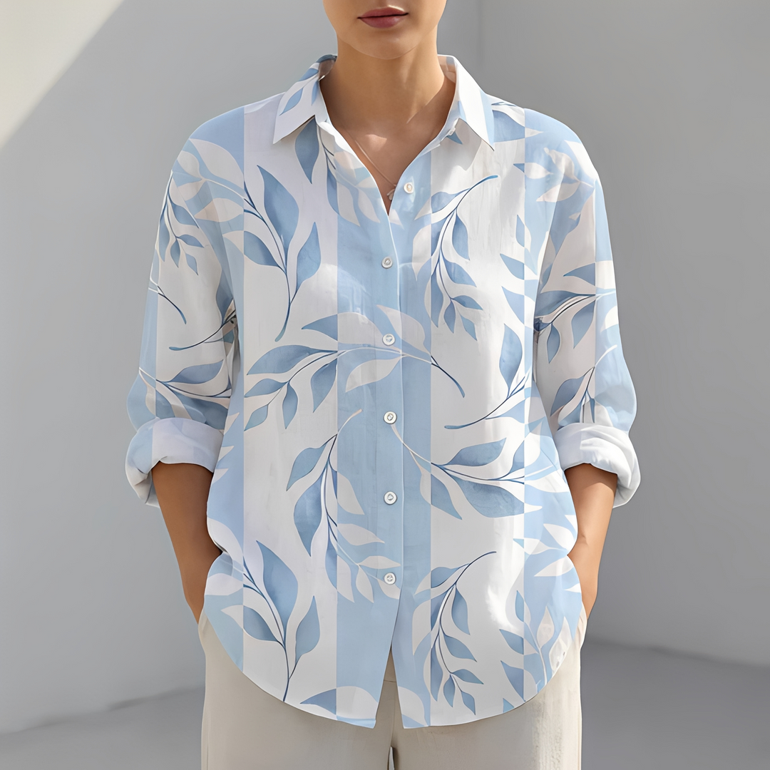 Camisa feminina de verão casual com decote V, perfeita para um look descontraído e leve.