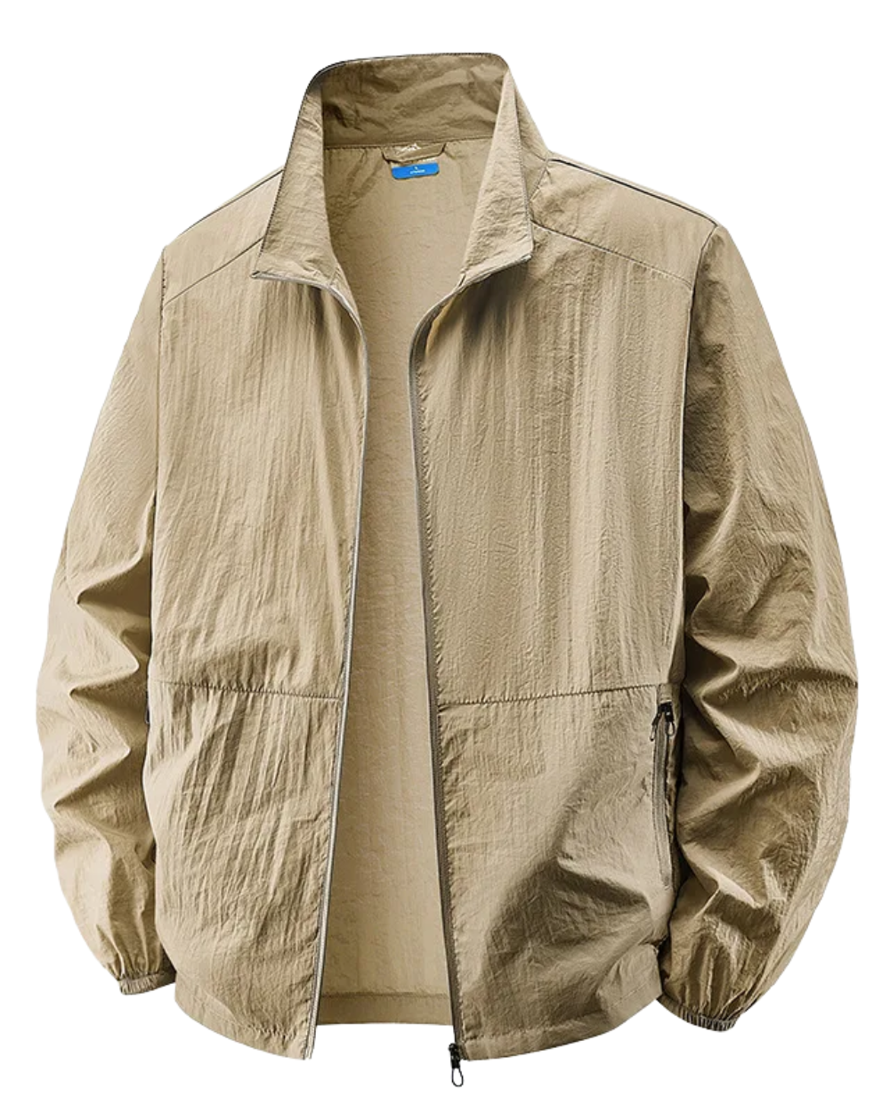 Casaco masculino leve preto com fecho, ideal para vestuário casual e conforto no dia a dia. Moda masculina versátil.