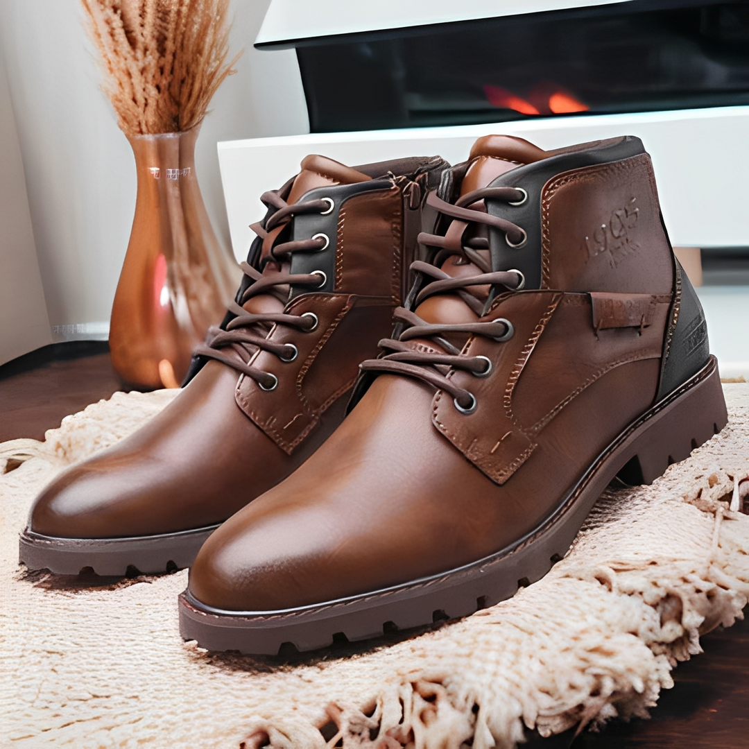 Botas masculinas de inverno robustas e confortáveis. Calçado masculino resistente ao frio, com durabilidade e estilo para a moda.