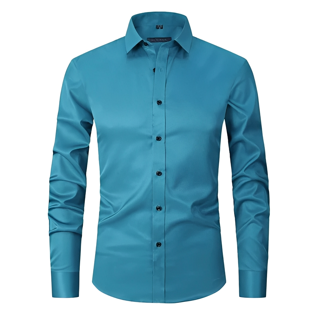 Polo masculina com design elegante, sem pregas e elástica, perfeita para um dia a dia sem preocupações.