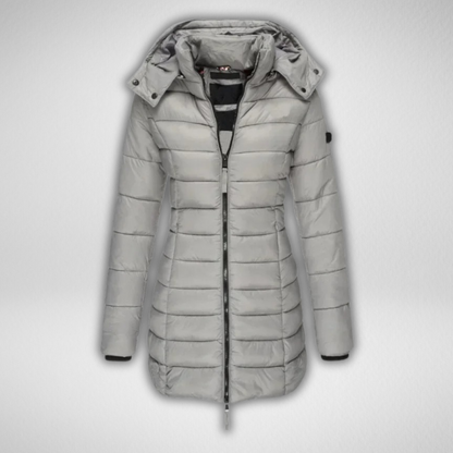 Casaco feminino elegante e acolchoado para o inverno. Ideal para dias frios, combinando estilo e conforto.