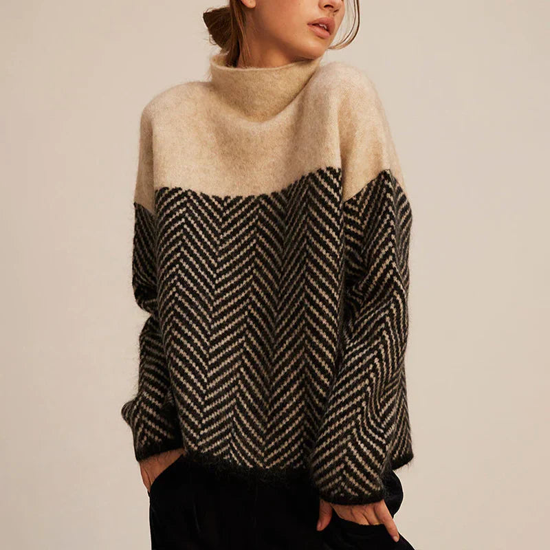 Camisola feminina preta de gola alta, elegante e versátil. Ideal para inverno e outono, proporciona conforto e estilo chic.