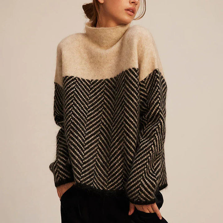 Camisola feminina preta de gola alta, elegante e versátil. Ideal para inverno e outono, proporciona conforto e estilo chic.