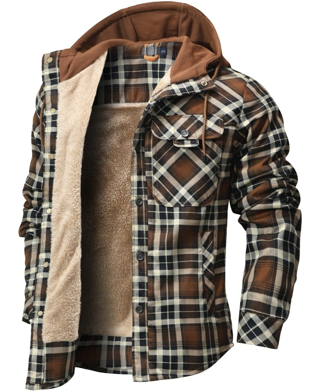 Casaco masculino de outono/inverno Woodland com capuz. Agasalho casual e confortável para homens.