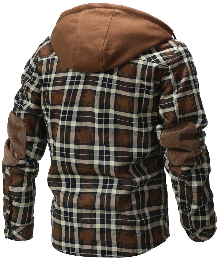 Casaco masculino Woodland casual, com capuz. Agasalho quente e confortável para outono e inverno.