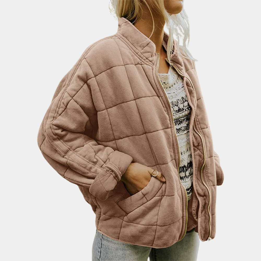 Casaco feminino acolchoado, elegante e confortável. Jaqueta de meia estação versátil, ideal para o estilo casual chic.