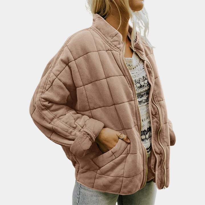 Casaco feminino acolchoado, elegante e confortável. Jaqueta de meia estação versátil, ideal para o estilo casual chic.