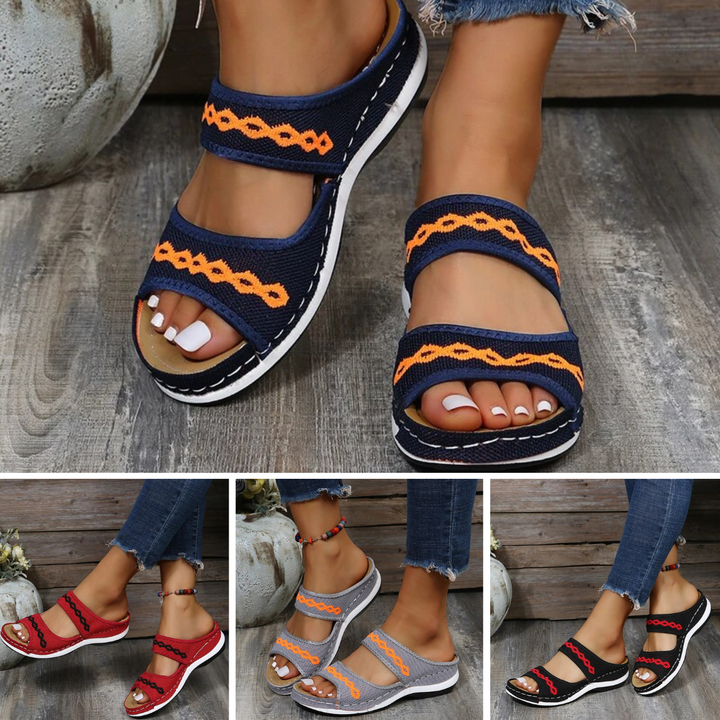 Sandálias femininas ortopédicas de cores modernas, conforto e estilo para uso diário.
