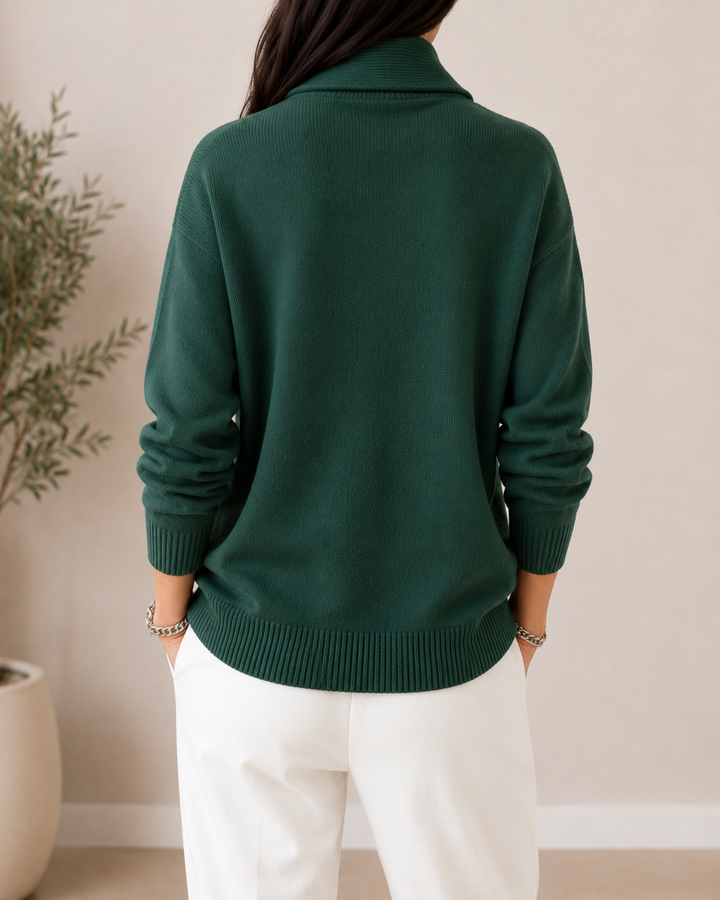 Camisola feminina decote V para outono/inverno, estilo elegante e conforto superior.