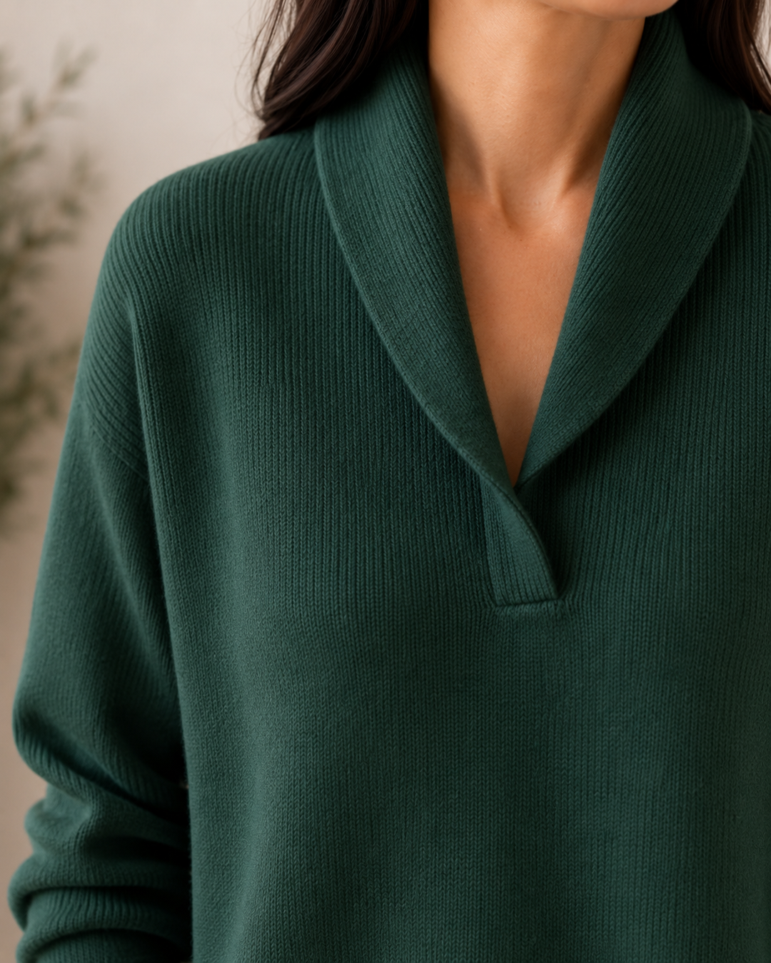 Moda feminina: camisola decote V suave, design chic e confortável para o dia a dia.