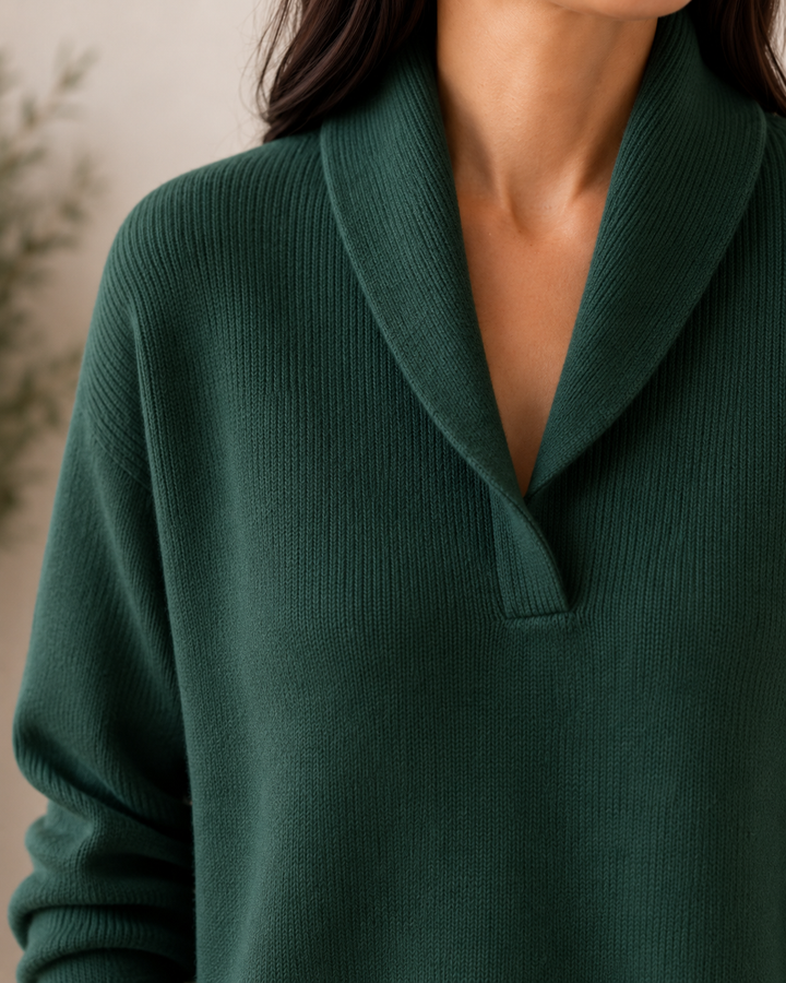 Moda feminina: camisola decote V suave, design chic e confortável para o dia a dia.