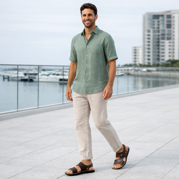 Confortáveis sandálias masculinas de verão, modelo slip-on, com design moderno e casual para todas as ocasiões.