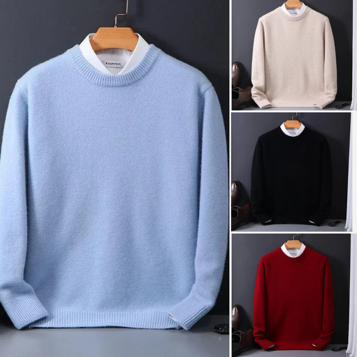 Moda masculina: camisola de gola redonda, elegante e confortável, perfeita para o outono inverno.