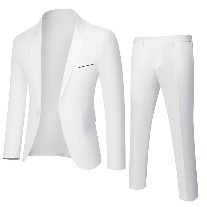 Traje masculino elegante e moderno, com corte slim fit. Ideal para eventos especiais e cerimônias.