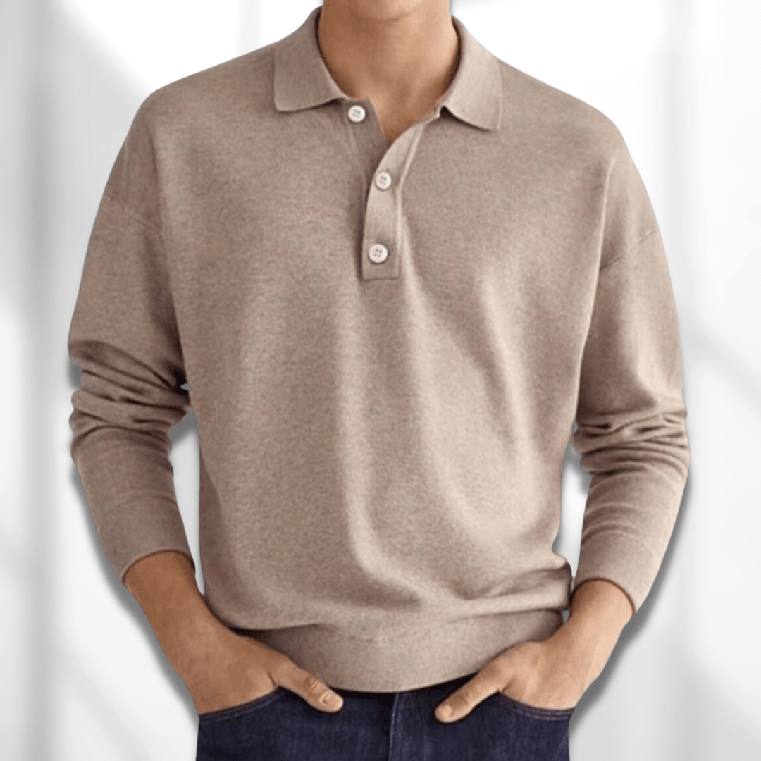 Polo masculino manga longa elegante, ideal para conforto diário e visual moderno.