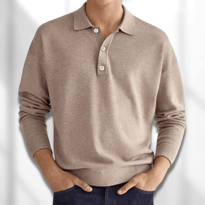 Polo masculino manga longa elegante, ideal para conforto diário e visual moderno.