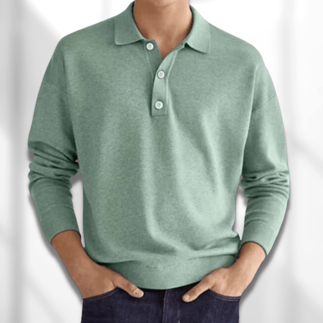 Roupa masculina: Polo manga longa elegante e casual, ideal para moda versátil.