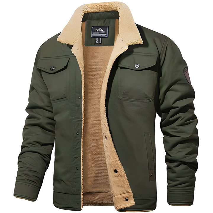 Casaco masculino de inverno elegante e quente, ideal para o frio intenso e com estilo.