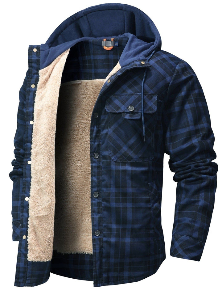 Jaqueta masculina Woodland casual com capuz. Ideal para outono, inverno e dias resistentes ao vento.