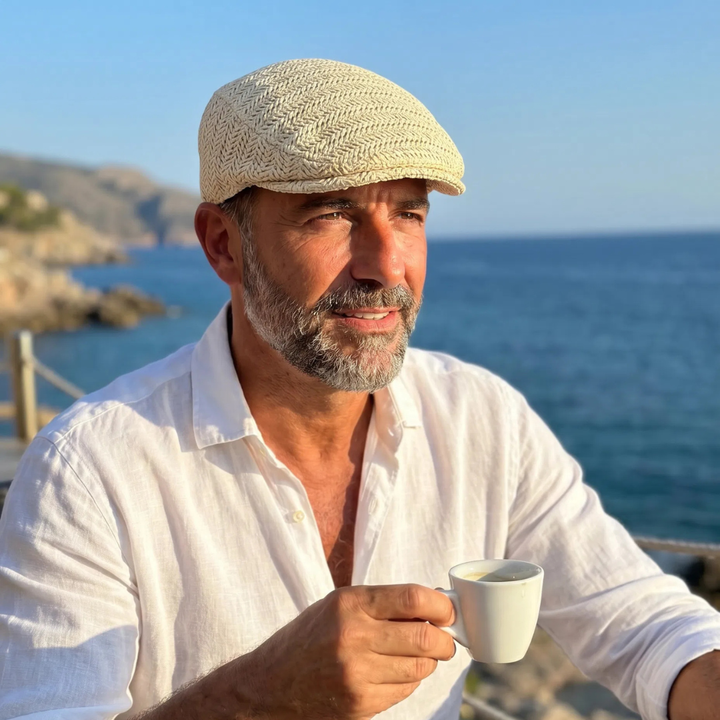 Acessório de verão masculino: Boné ajustável estilo clássico italiano, para conforto e elegância casual.