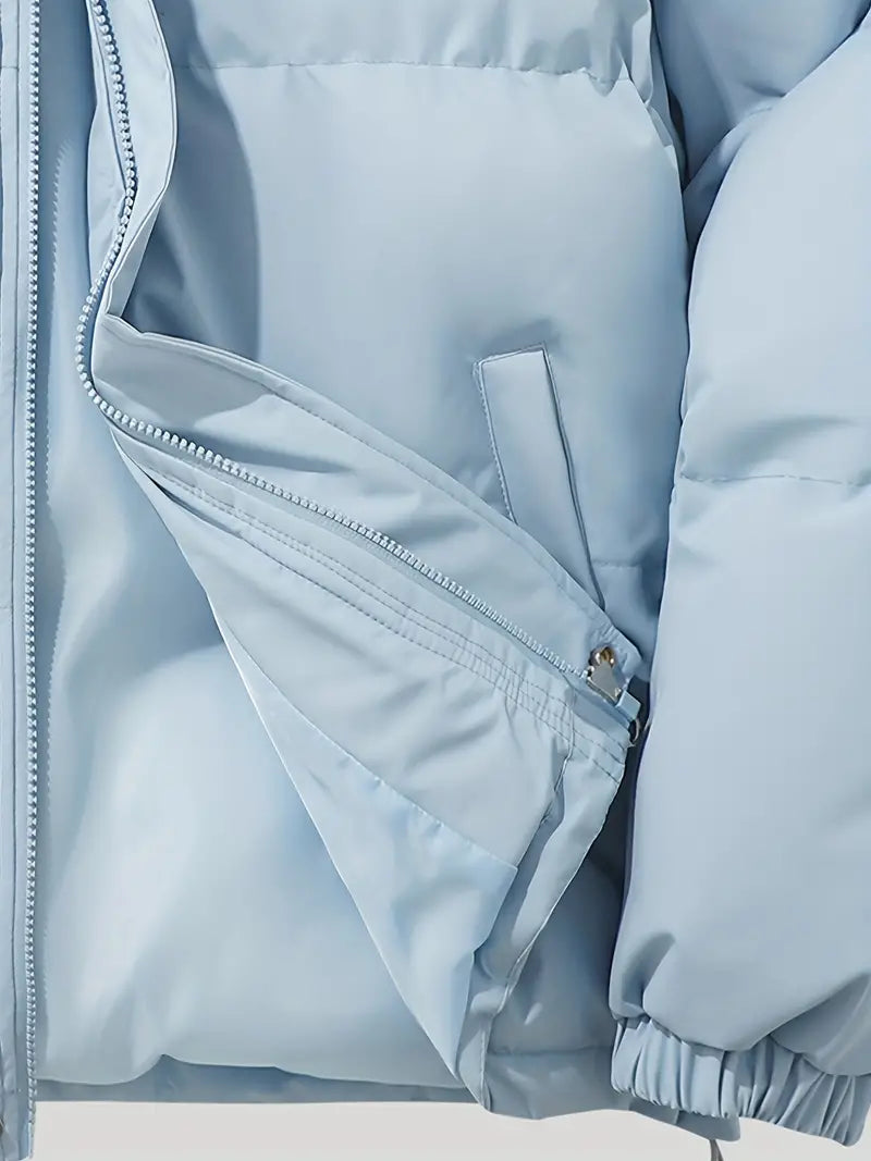 Roupa de frio feminina, casaco acolchoado com capuz, ideal para o dia a dia no inverno.