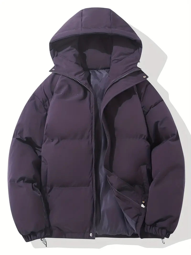 Jaqueta feminina de inverno acolchoada, com capuz, ajuste perfeito para proteção contra o frio.
