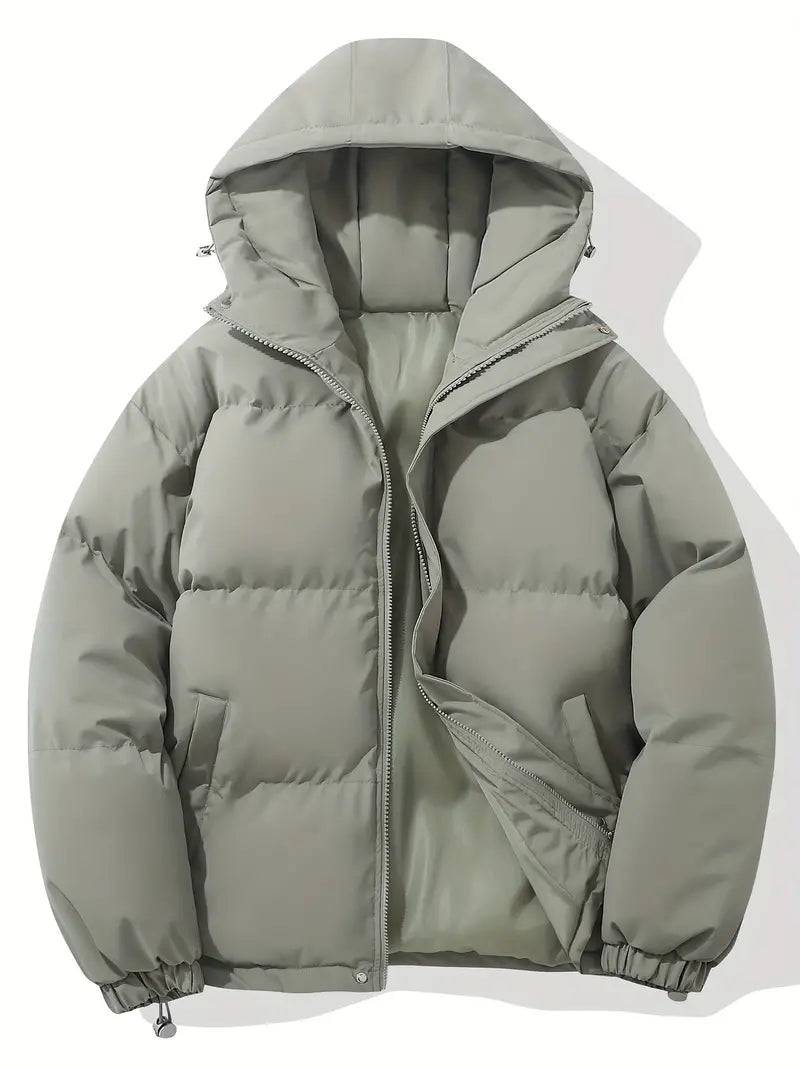 Casaco de inverno com capuz e acolchoamento térmico para mulheres, proteção do frio.