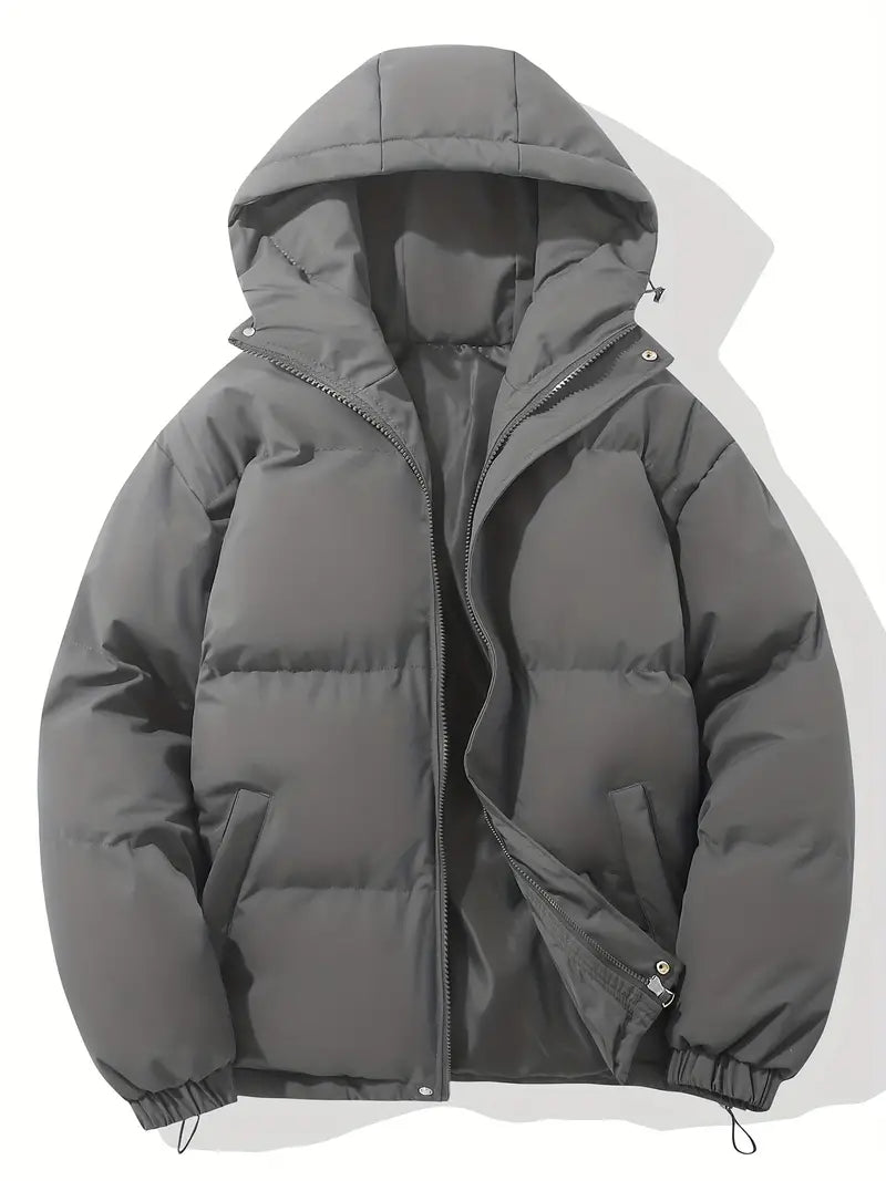Casaco feminino para frio extremo, acolchoado, com capuz, estilo moderno e confortável.