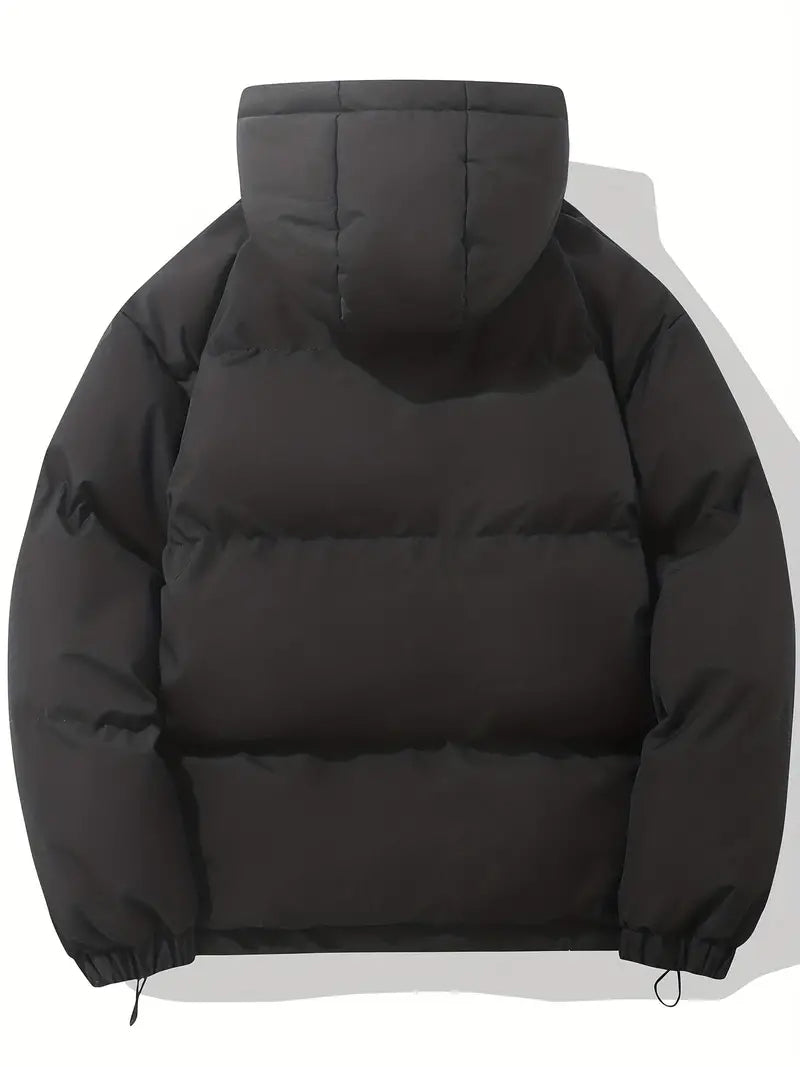 Casaco de inverno feminino com capuz removível, acolchoado, proteção contra o frio.