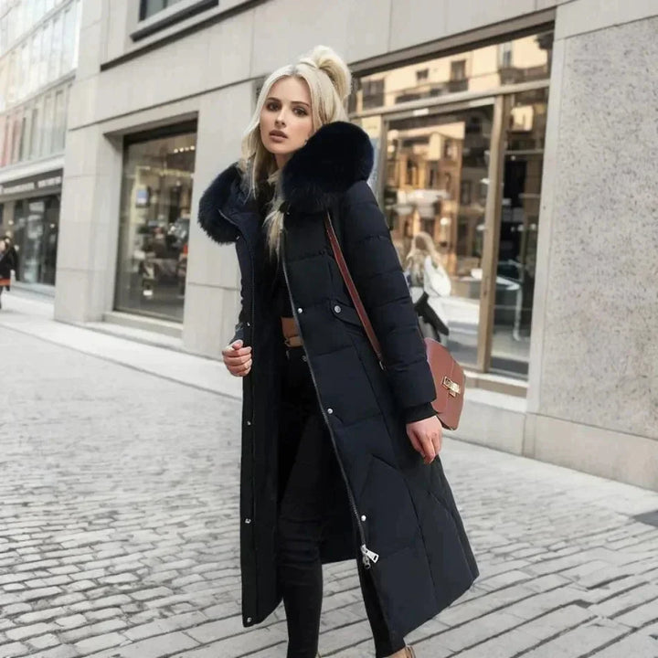 Roupa feminina: Casaco estiloso para o inverno, quente e comprido. Estilo italiano autêntico.