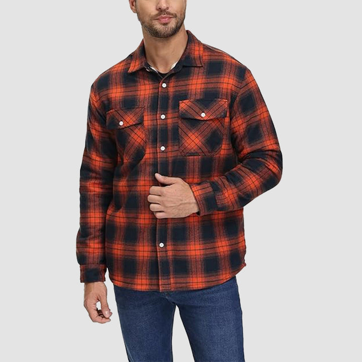 Camisa jaqueta masculina de flanela escovada, xadrez, casaco quente para o inverno.