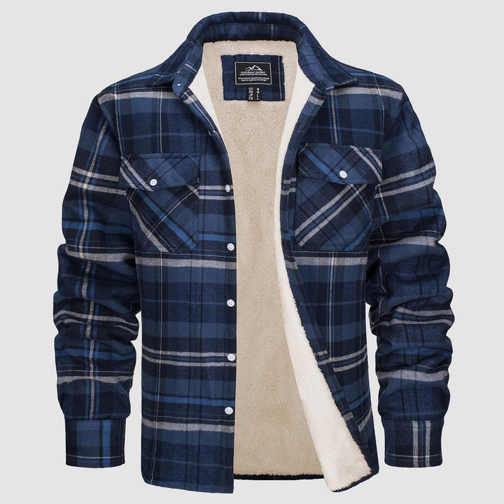 Roupa masculina de inverno: camisa jaqueta quadriculada de flanela para conforto e estilo casual.