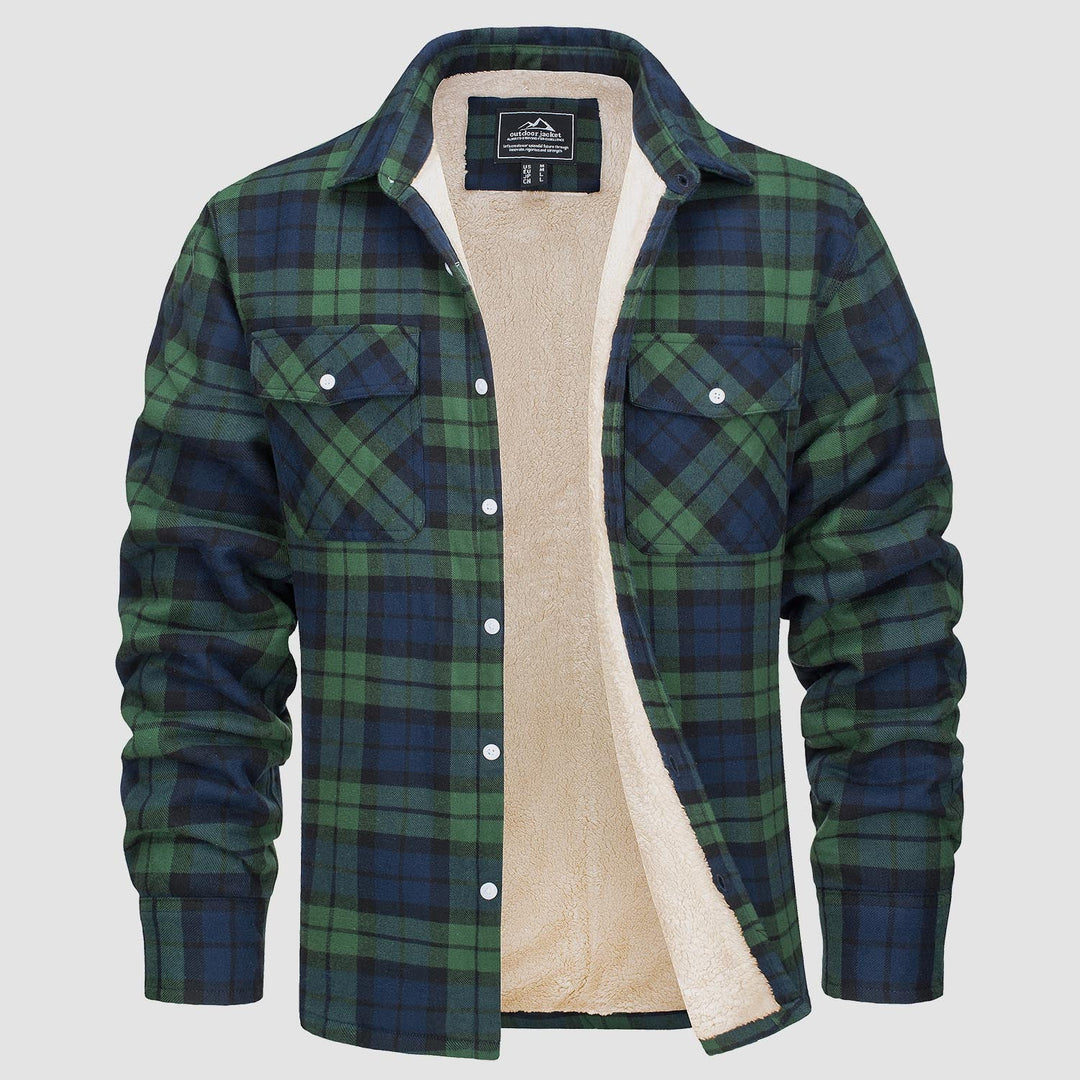 Overshirt masculina de flanela quadriculada, estilo casual, ideal como casaco para o inverno.