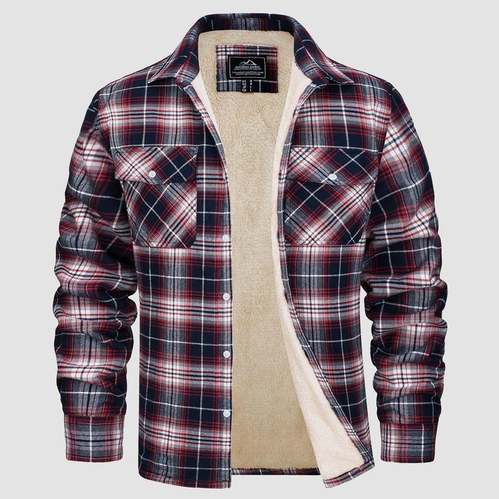 Casaco masculino de flanela quadriculada, jaqueta quente e confortável para o estilo casual de inverno.