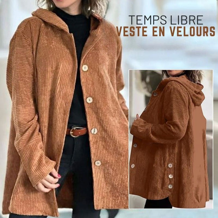 Jaqueta casual feminina com capuz, ideal para outono/inverno, combinando estilo e conforto.
