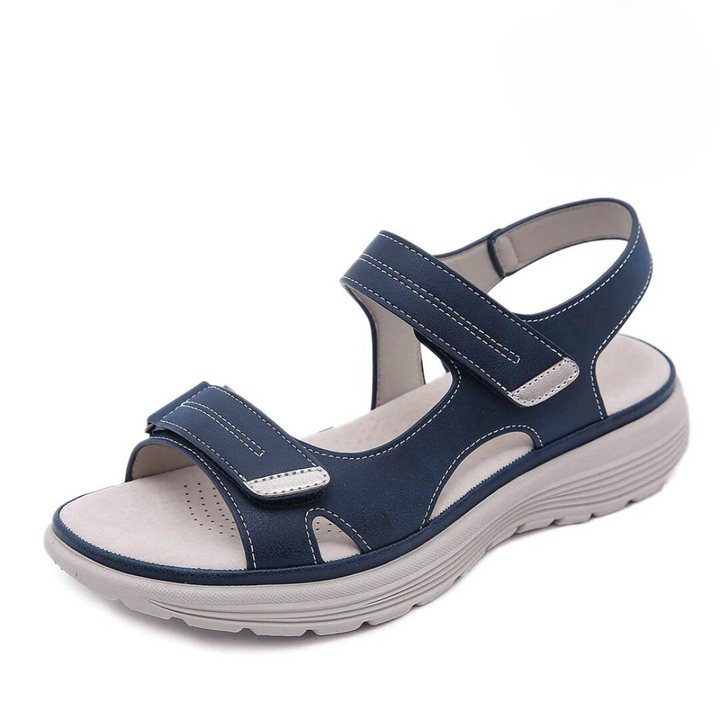 Sandália ortopédica feminina casual para uso diário, proporcionando conforto e suporte para pés sensíveis.