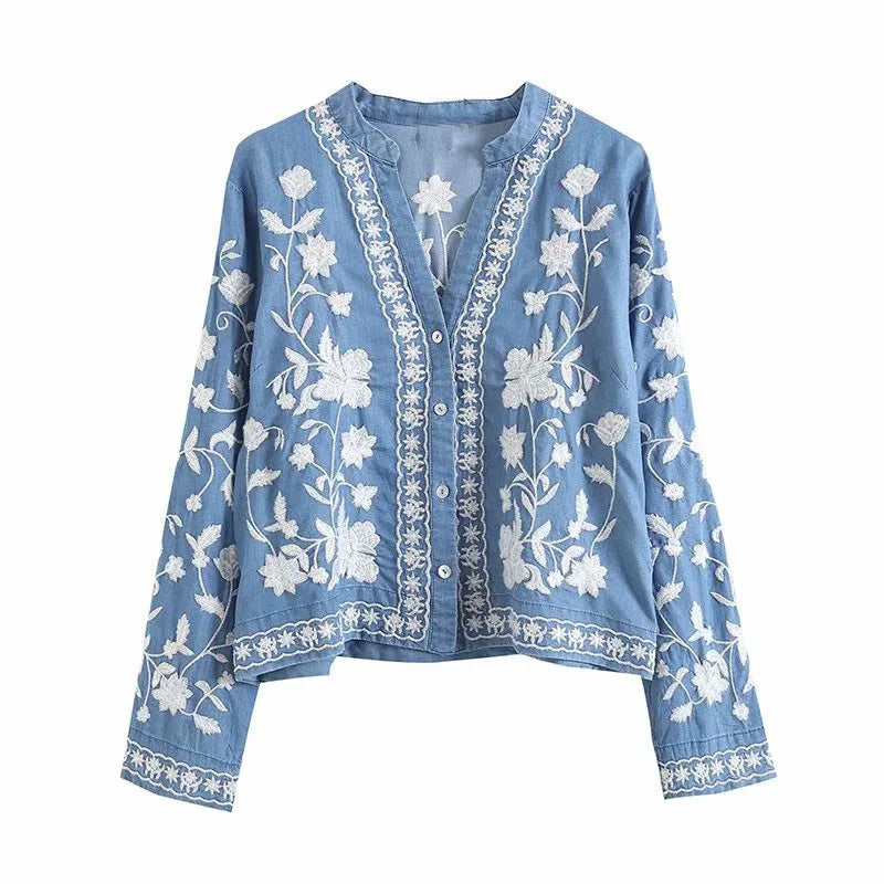 Cardigã feminino floral elegante, perfeito para outono/primavera.