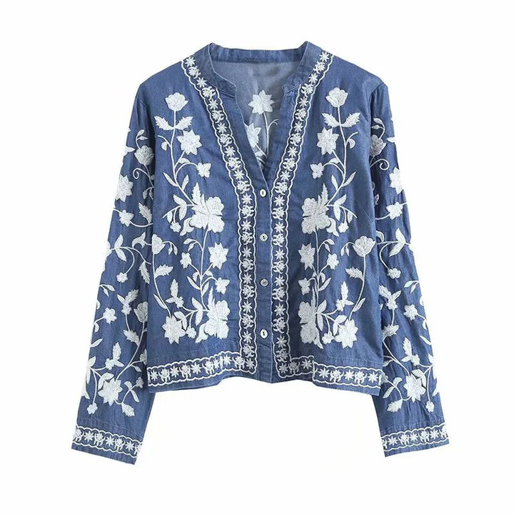 Cardigã feminino floral, confortável e elegante para uso em outono/primavera.