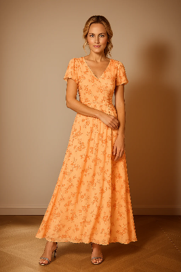 Vestido feminino de verão fluido e colorido. Roupa casual vibrante para a moda feminina.